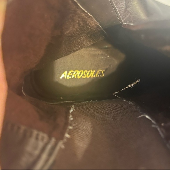 AEROSOLES Bookstore Brown Leather Wedge Ankle Boots Booties - Picture 7 of 7